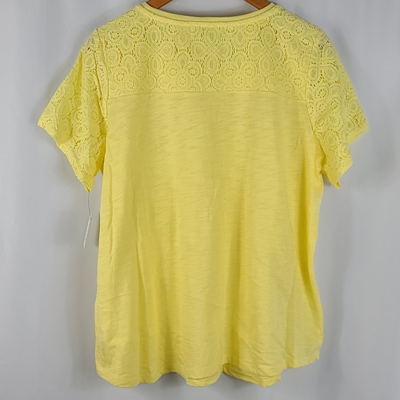 Yellow Cotton & Lace Lazer Cut Tee - Picture 8 of 8